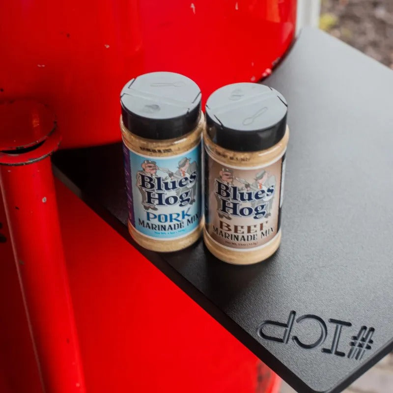 Blues Hog spices on Gateway smoker side table