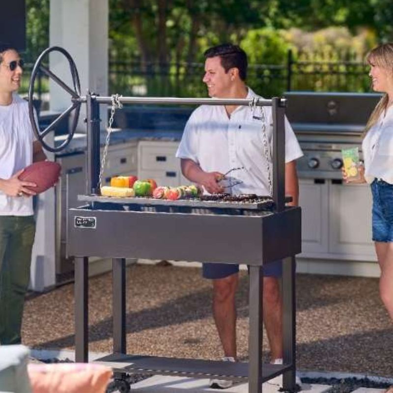 Grilling on an Old Country BBQ Pit Santa Maria