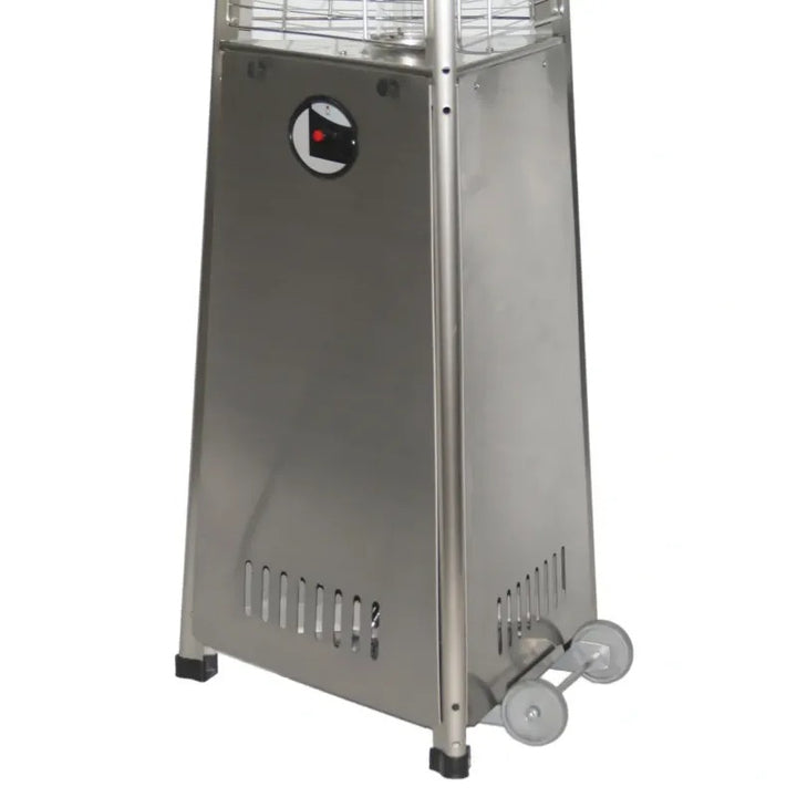 RADtec Pyramid Flame Propane Patio Heater Stainless Steel base wheels
