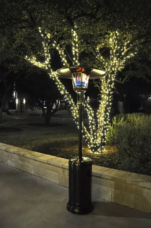 RADtec Real Flame Propane Patio Heaters Antique Bronze at night