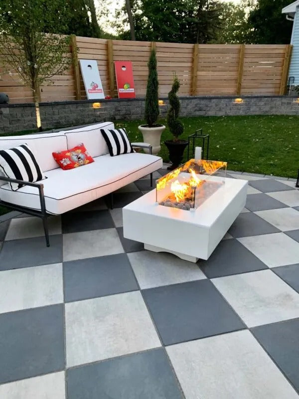The Outdoor Plus Del Mar 48 Limestone backyard