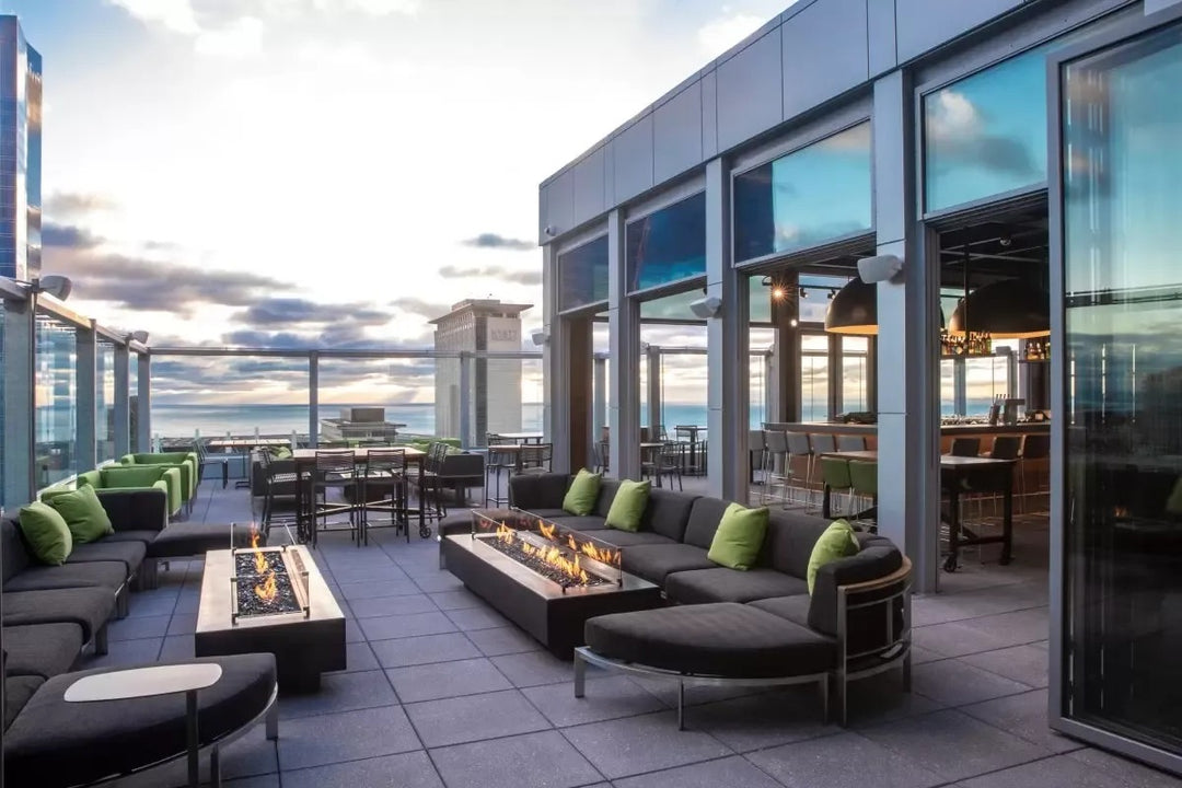 The Outdoor Plus Del Mar Concrete Black 96 Fire Pit Roof Top