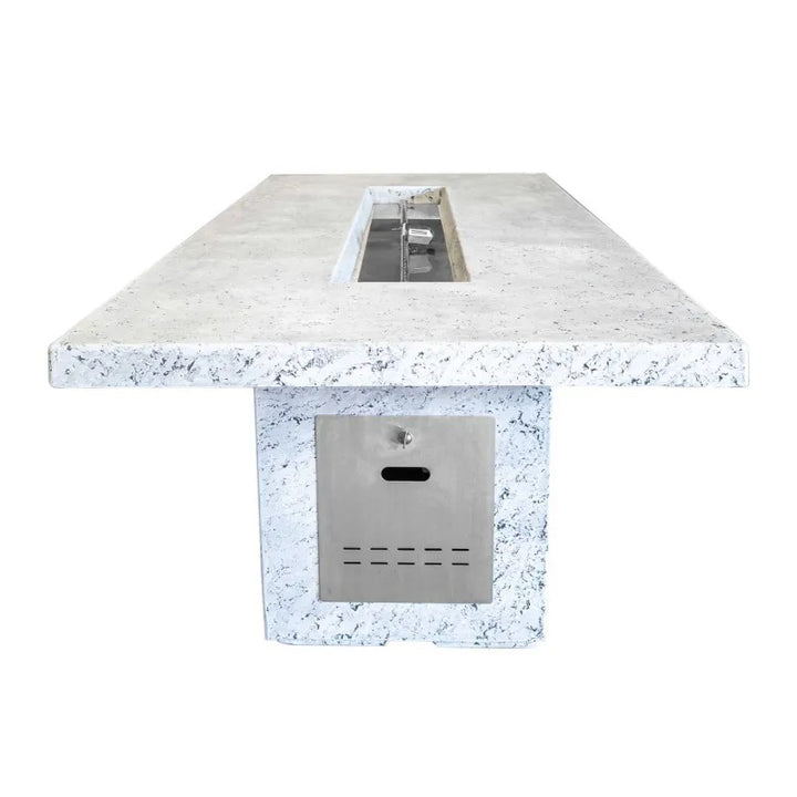 The Outdoor Plus Newport fire table GFRC ivory woodgrain