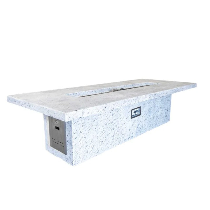 The Outdoor Plus Newport fire table GFRC ivory woodgrain side