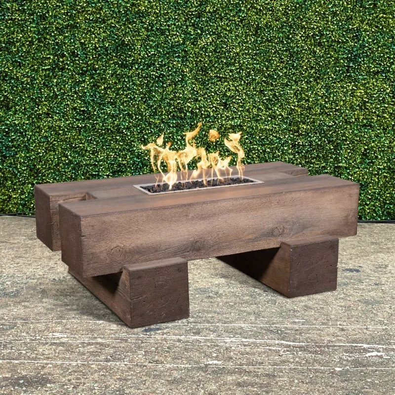 The Outdoor Plus Palo fire pit GFRC woodgrain oak patio
