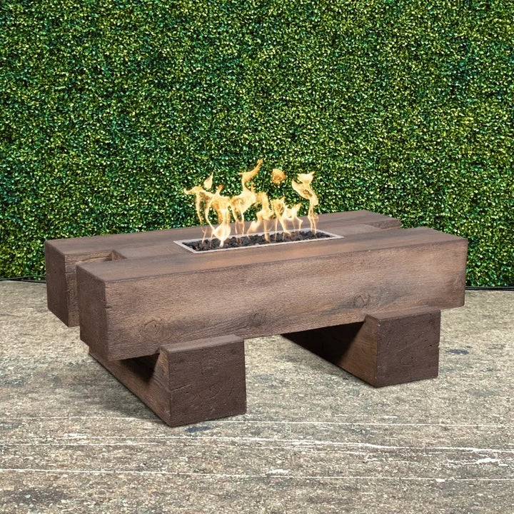 The Outdoor Plus Palo fire pit GFRC woodgrain oak patio