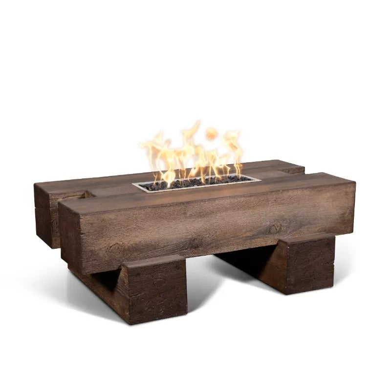 The Outdoor Plus Palo fire pit GFRC woodgrain oak side