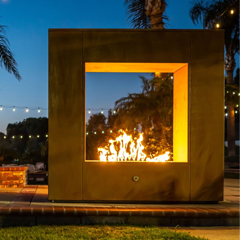 The Williams Outdoor Fireplace - 84" Corten Steel