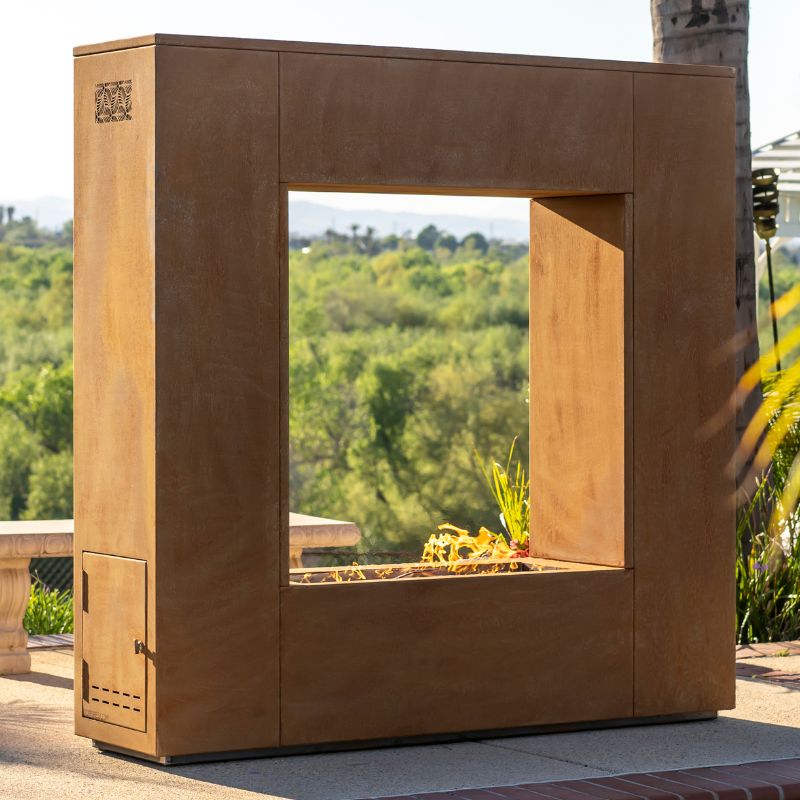 The Williams Outdoor Fireplace - 84" Corten Steel
