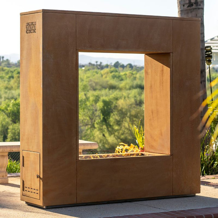 The Williams Outdoor Fireplace - 84" Corten Steel