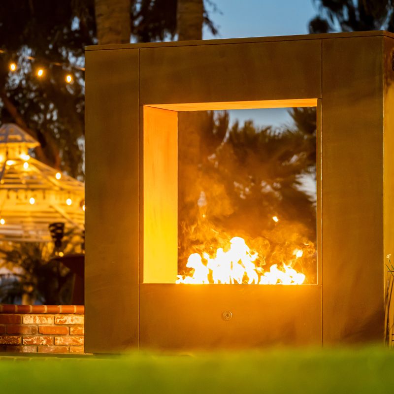The Williams Outdoor Fireplace - 84" Corten Steel