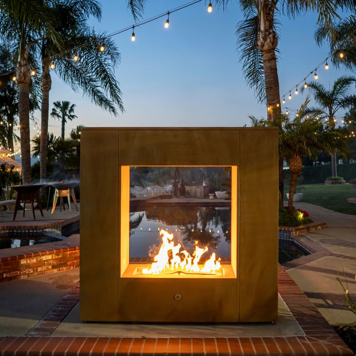 The Williams Outdoor Fireplace - 84" Corten Steel