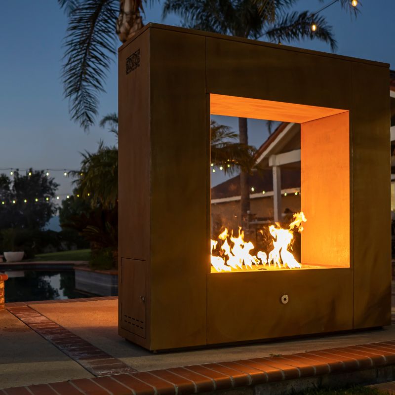 The Williams Outdoor Fireplace - 84" Corten Steel