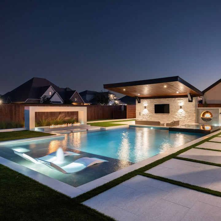 The Outdoor Plus Williams Fireplace poolside