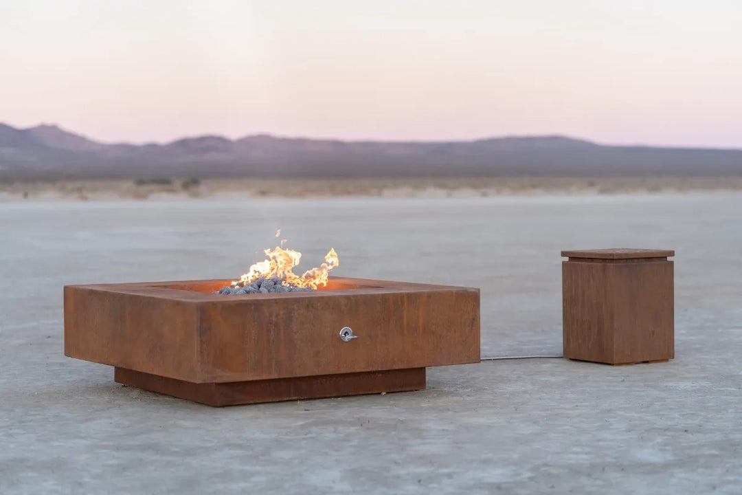 The Outdoor Plus square cabo corten steel dried lake