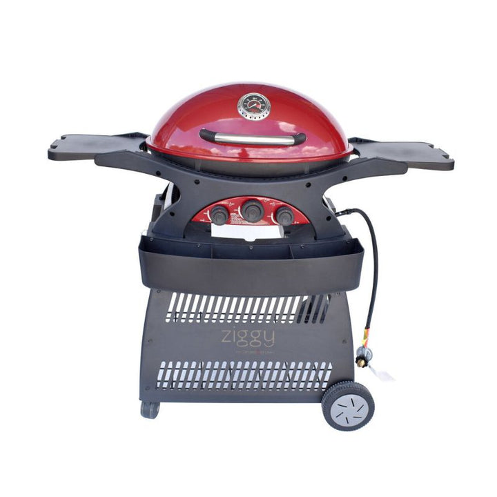 Ziggy By Ziegler & Brown Triple Grill LPG Classic On Cart (Chilli Red)