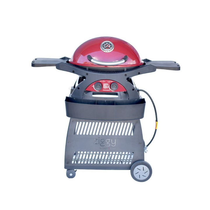 Ziggy By Ziegler & Brown Twin Grill LPG Classic On Cart (Chilli Red)