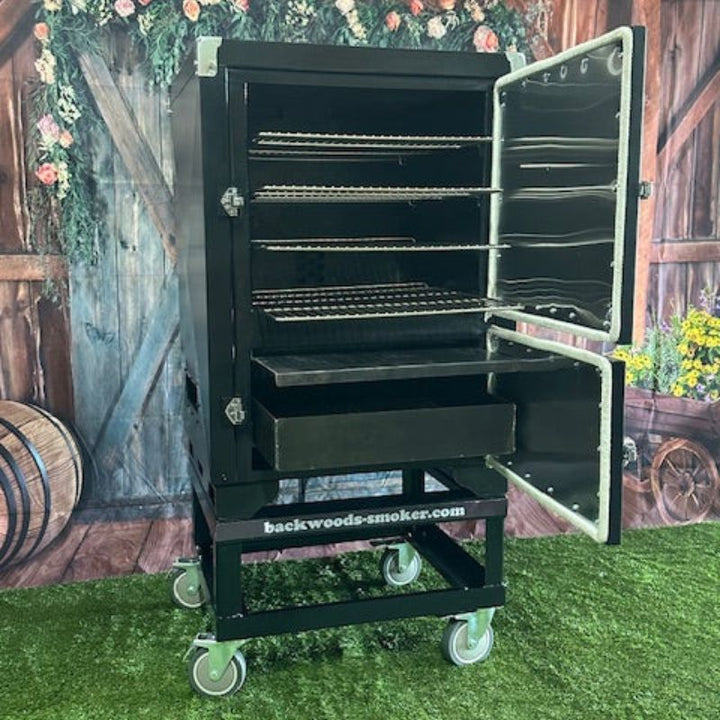 Backwoods Fatboy GS smoker front door open