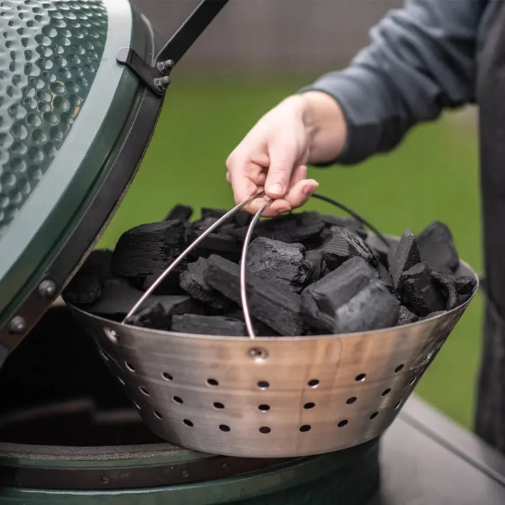 Big Green Egg Fire Bowl full of charcoal