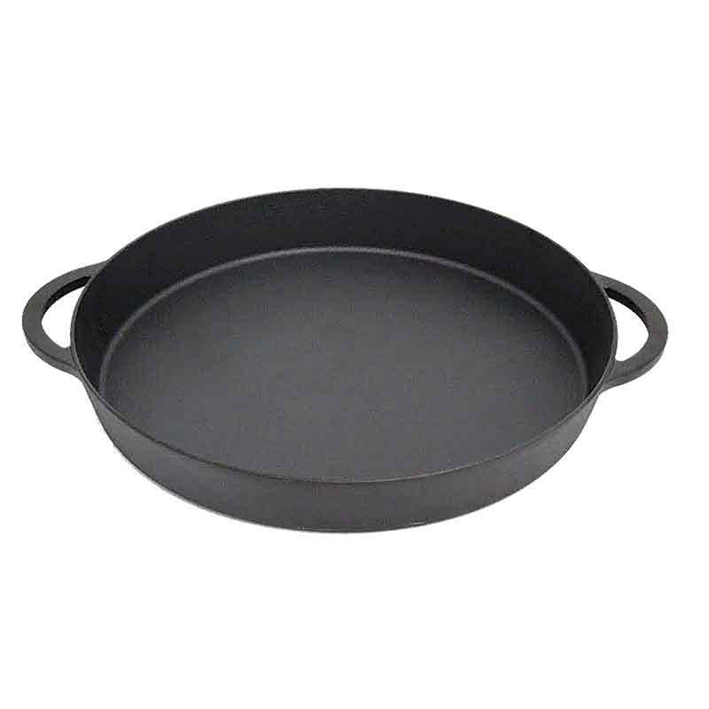 Big Green Egg cast iron skillet angle