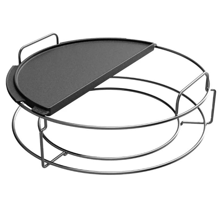 Big Green Egg convEGGtor basket half moon cast iron plancha griddle