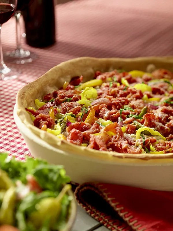 Big Green Egg deep dish pizza baking stone hot