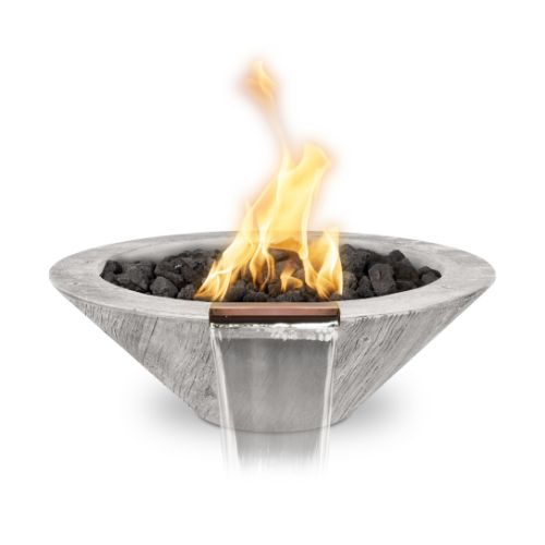 Cazo fire and water bowl ivory wood grain finish.