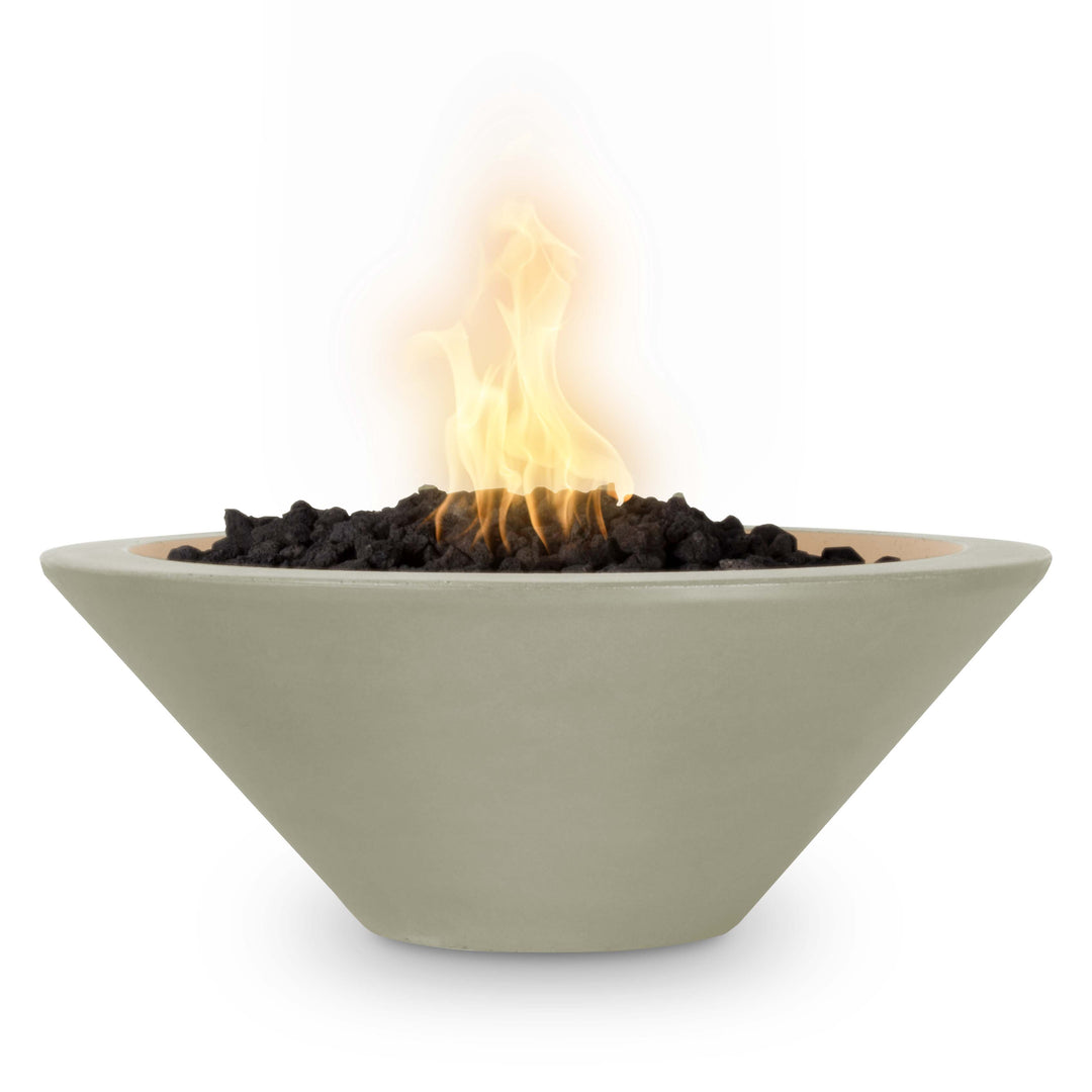 A Cazo fire bowl with an ash GFRC finish.