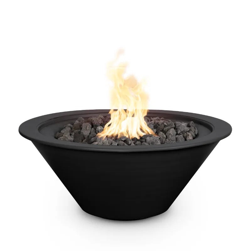 Cazo fire bowl black powder coated finish and flames.