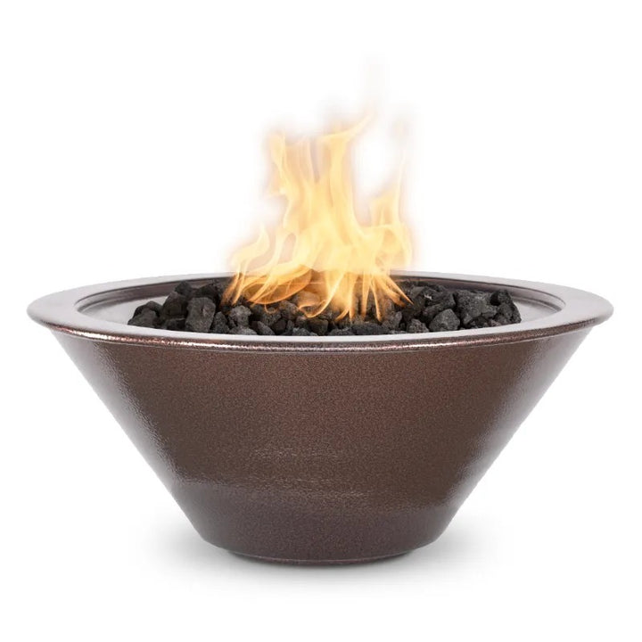 Cazo fire bowl copper vein powder coated finish with fire.