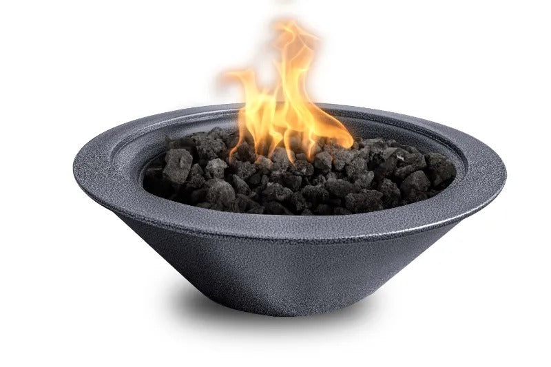 Cazo fire bowl silver vein powder coated finish 36 inch diameter.