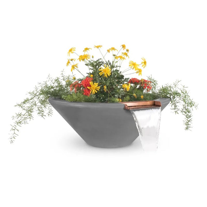 Cazo planter and water bowl with a natural gray finish.