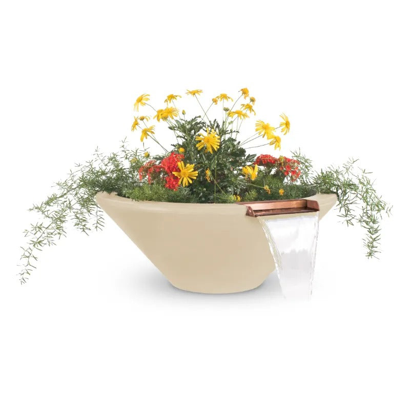 Cazo planter and water bowl with a vanilla finish.