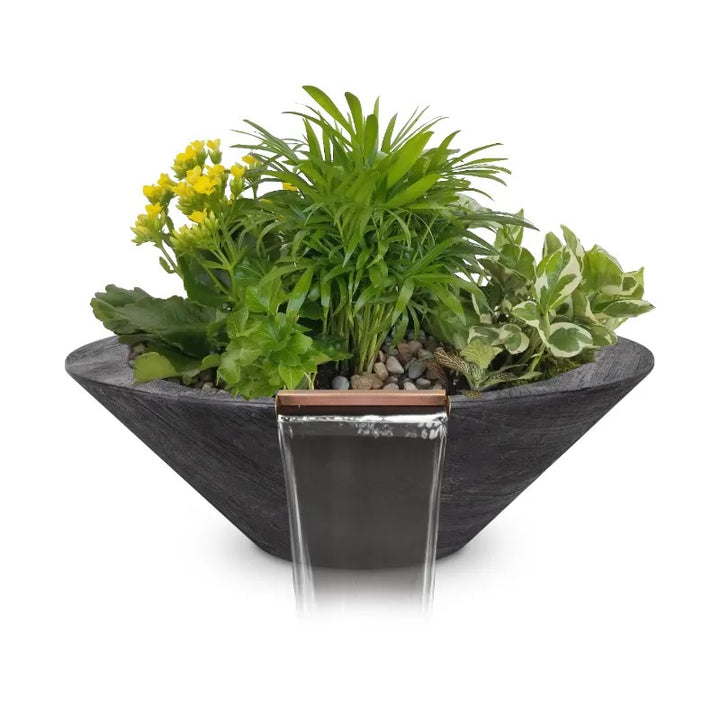 Cazo planter and water with an ebony wood grain finish.