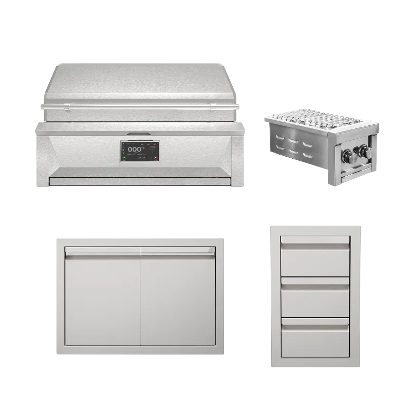 Diamond Pellet Grill Signature Collection 2 with pellet grill and double side burner.