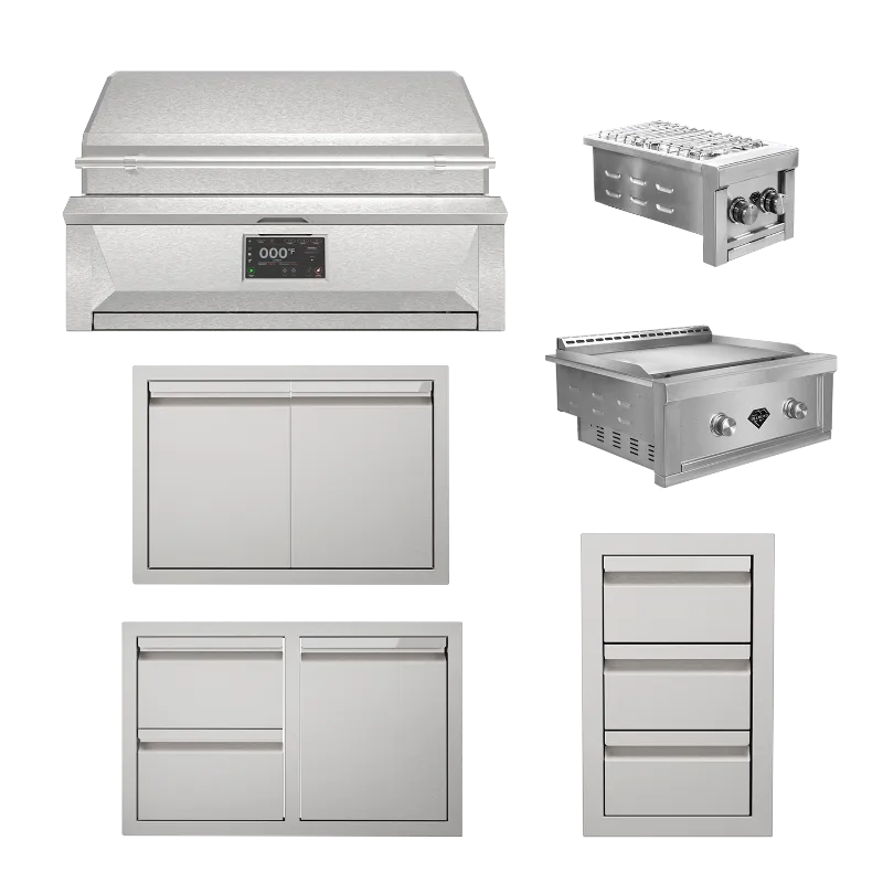 Diamond Pellet Grill Signature Collection with Pellet Grill, griddle and double side burner.