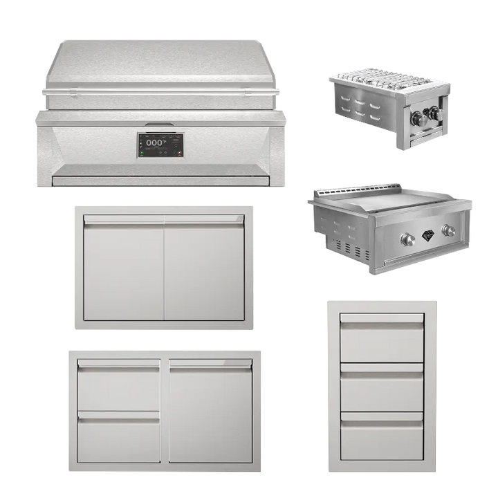 Diamond Pellet Grill Signature Collection with Pellet Grill, griddle and double side burner.