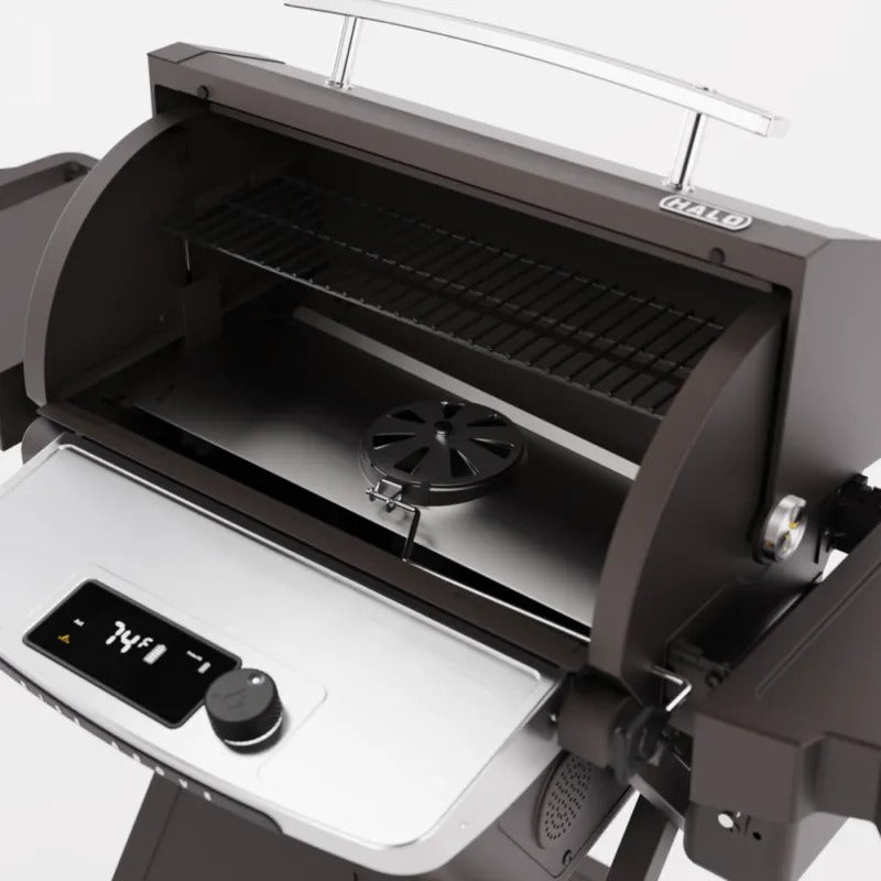 Halo Prime 550 Pellet Grill tuckaway upper smoking rack
