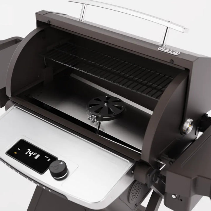 Halo Prime 550 Pellet Grill tuckaway upper smoking rack