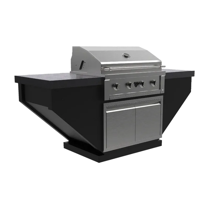 LUXE 84I Legacy BBQ Island with a powder coat black and java finish