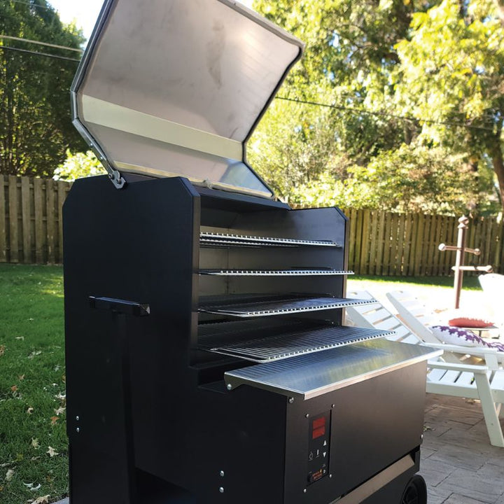 Myron Mixon Barq 2400 wood pellet grill left side