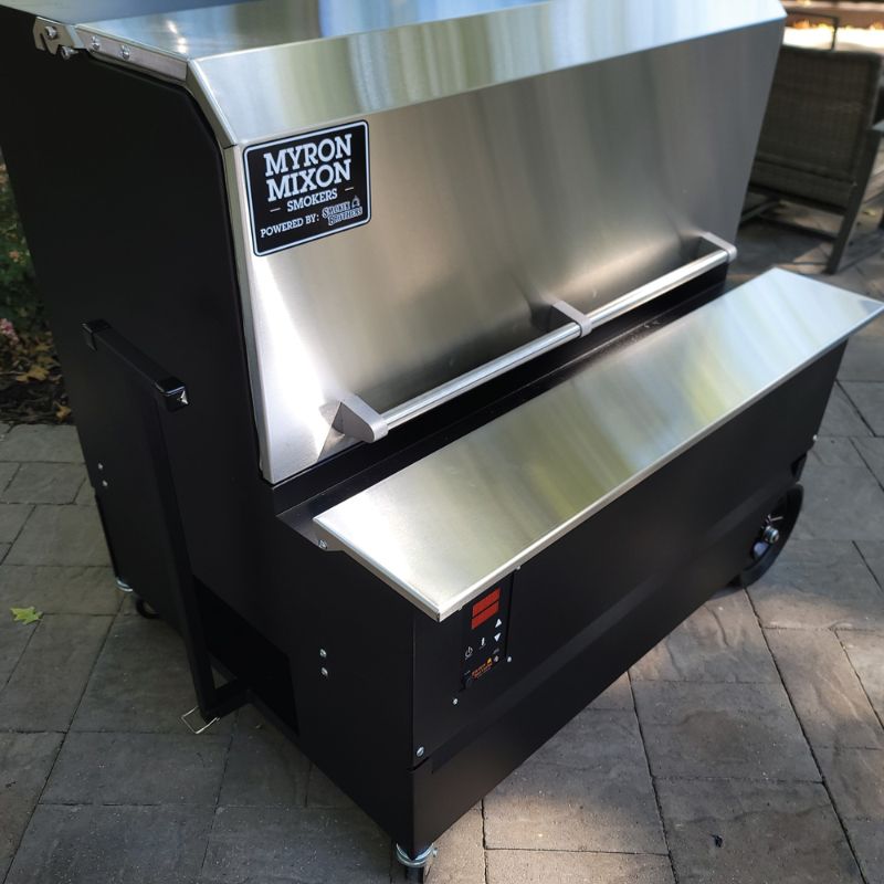 Myron Mixon Barq 3600 wood pellet grill left side