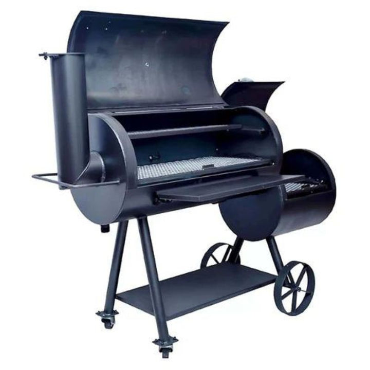 Old Country BBQ Brazos Offset Loaded Smoker front open