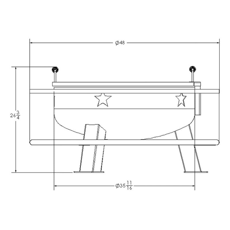 Old Country BBQ Pits 36 inch fire pit drawing side