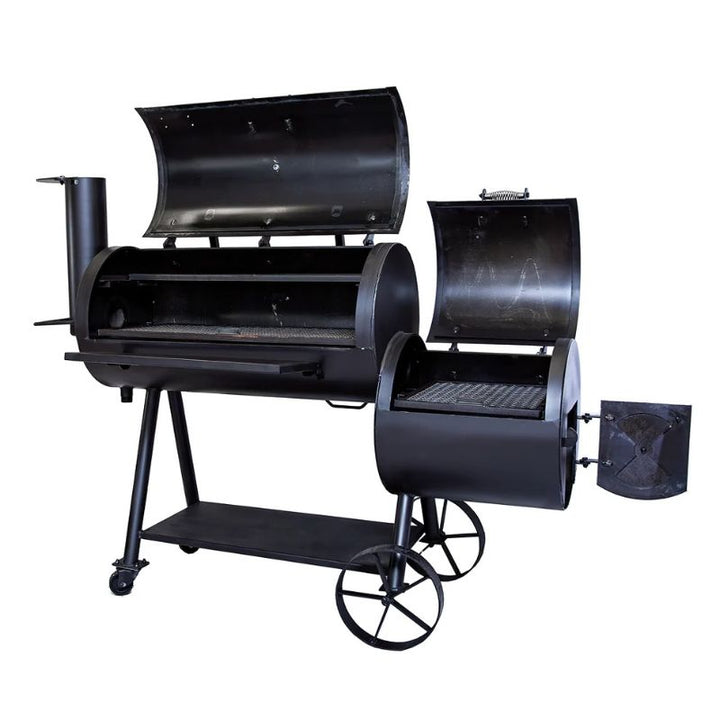 Old Country BBQ Pits Brazos DLX Smoker lids open