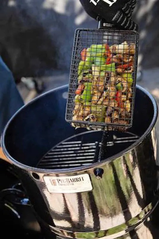 Pit Barrel Cooker All Purpose Basket pulling veggies