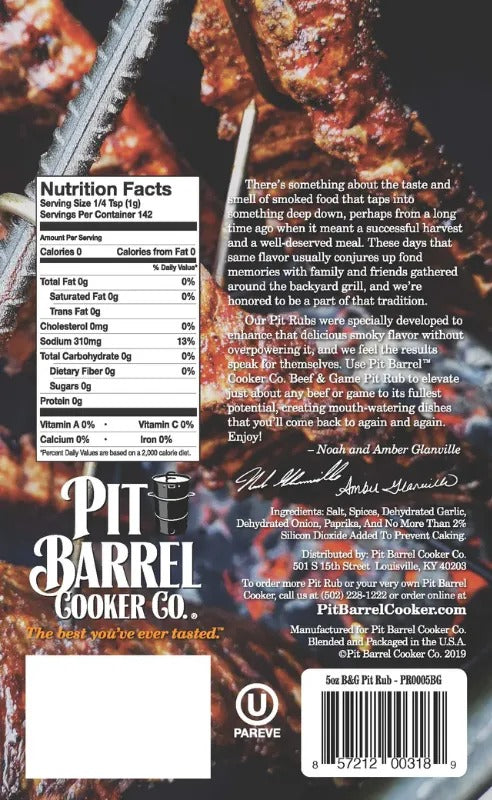 Pit Barrel Cooker Beef and Game Rub back of package