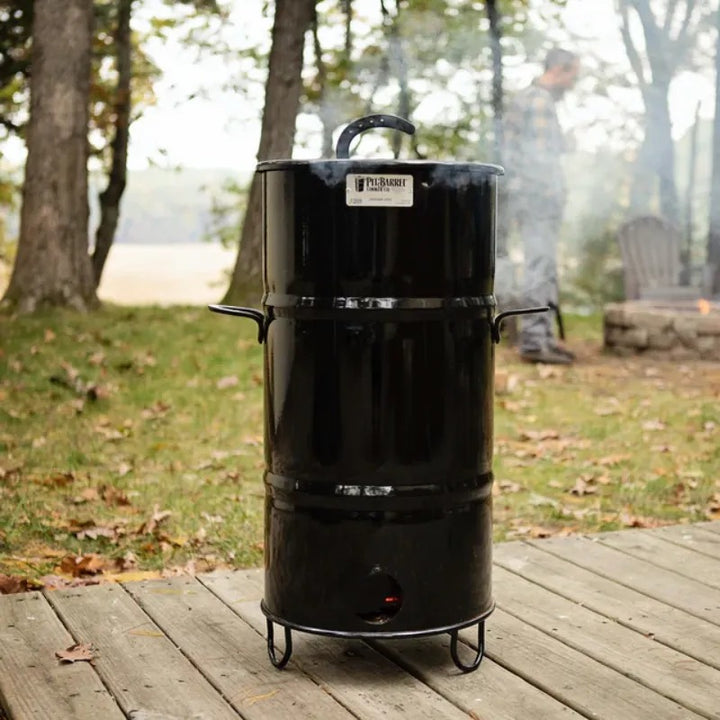 Pit Barrel Cooker Co Junior 14 inch cooking on deck
