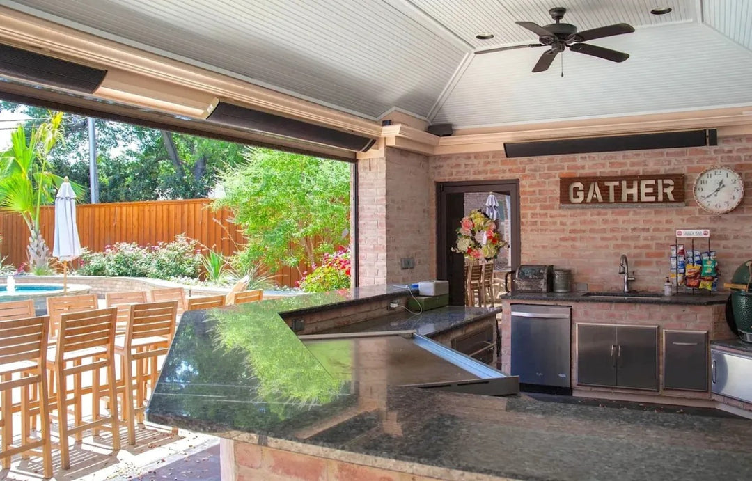 Radtec E-series patio heaters outdoor kitchen