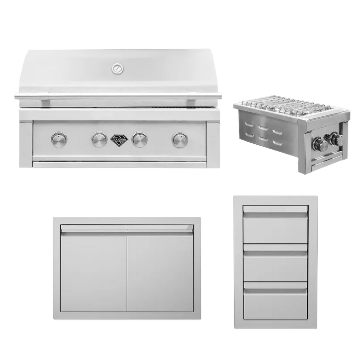 The Outdoor Plus Signature Outdoor Kitchen Kit 2 with 36" grill and double side burner.